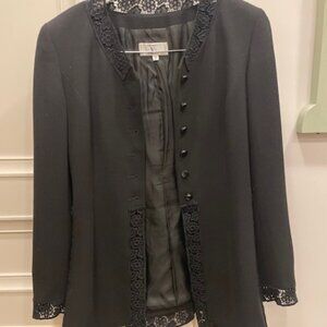 Valentino Black Lace-Trim Jacket & Skirt Set